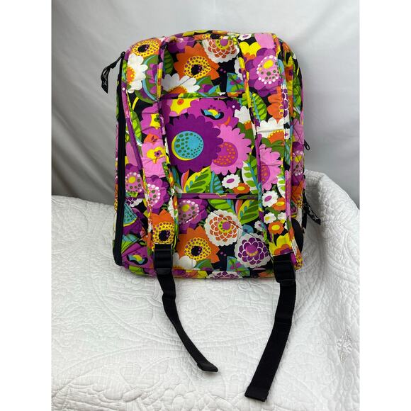 Vera Bradly Pink/Green Va Va Bloom Floral Pattern Backpack School Travel Roomy - Picture 12 of 14